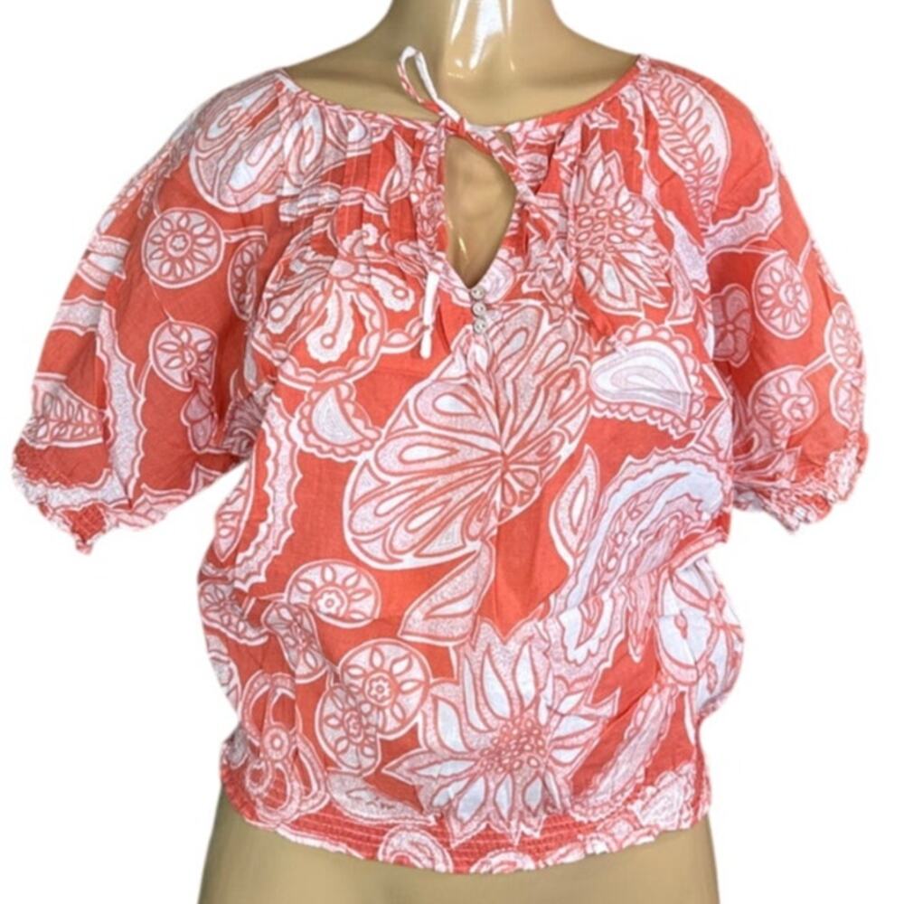 Joie Leeann Dolman Top Short Sleeve Smocked Coral Orange Size XS